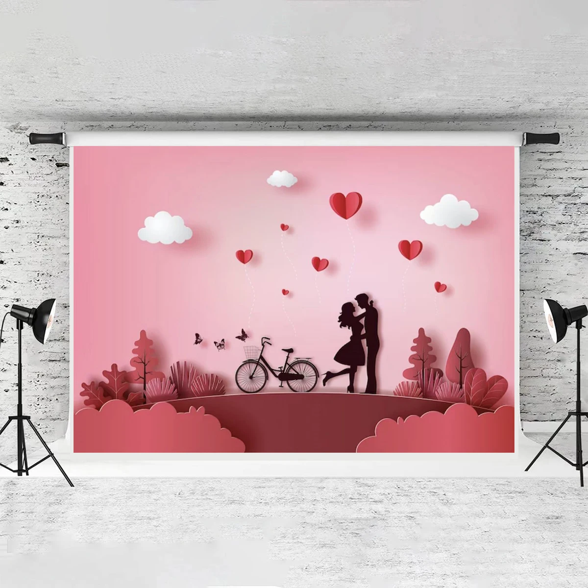 

Lover Couple Heart Cloud Photography Happy Valentine's Day Backdrops Wedding Anniversary Engagement Bridal Shower Welcome Banner