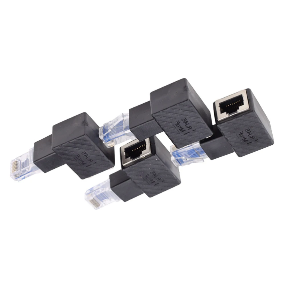 

500pcs 90 Degree Network Cable Adapter RJ45 Male To Female Elbow Extension Ethernet Connector