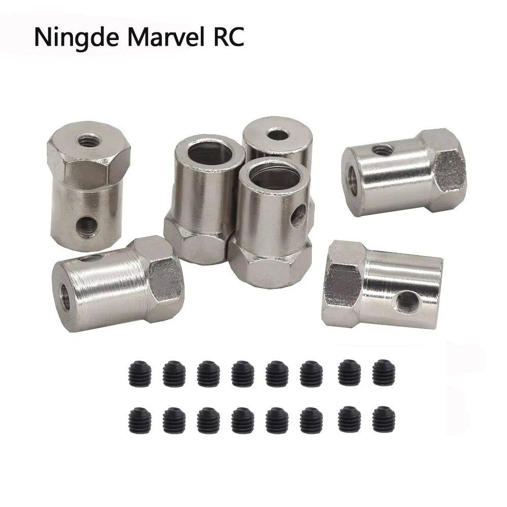 Metal Hexagon Coupler Electroplating Hard Tire Connector 2/3/3.17/4/5/6/7/8mm Coupling for Reduced Motor Shaft Robot Smart Wheel