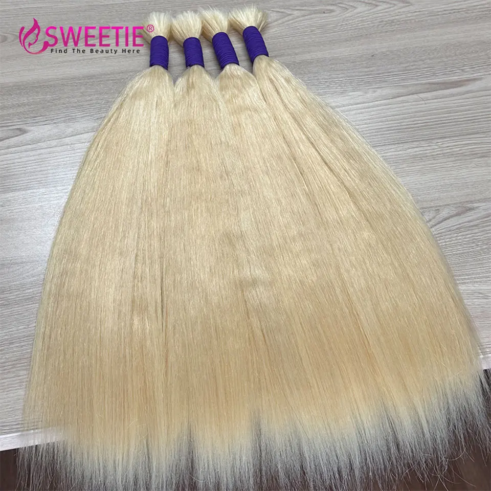 Honey Straight Bulk Echthaar ohne Tressen 100% Unverarbeitetes Jungfräuliches Remy Echthaar 10-28 Zoll 613 Farbe Bulk Haarverlängerungen – Detail 2