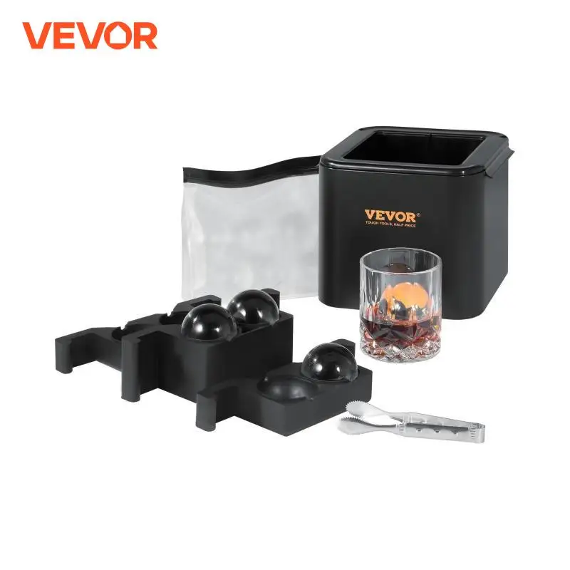 VEVOR Crystal Clear Ice Ball Maker 2.36inch Ice Sphere with Storage Bag and Ice Clamp Whiskey Scotch Cocktail Brandy Bourbon