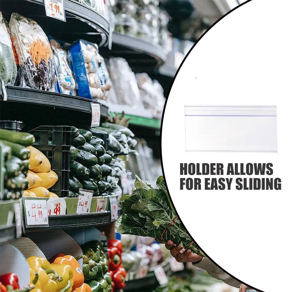 Clear Plastic Price Label Holders for Shelf Clips – 20pcs Transparent Retail Display Stand for Supermarket