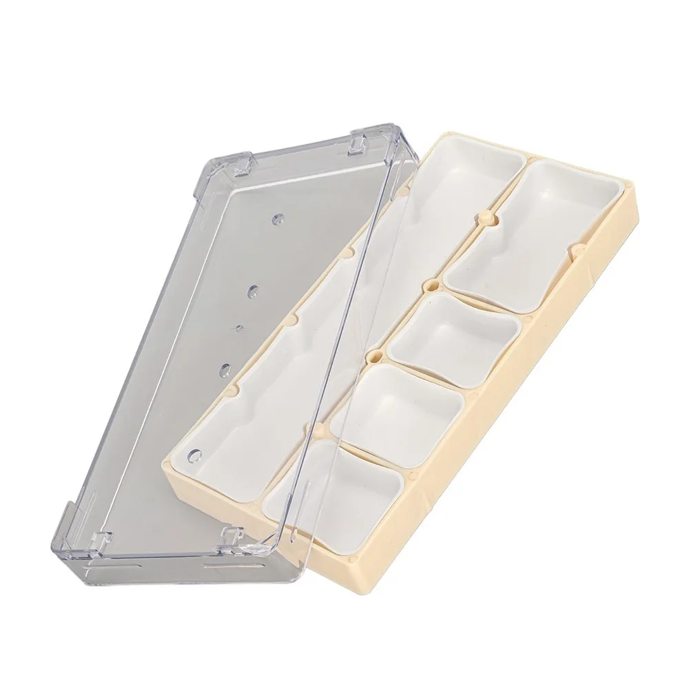 

Portable Watch Parts Storage Box Stackable Beige Watch Movement Storage Box Dustproof Cover 5 Grids Watch Parts Tray