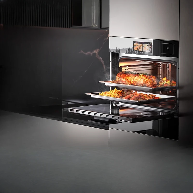 

Steaming and baking machine, oven, large-capacity white LCD color screen, intelligent control