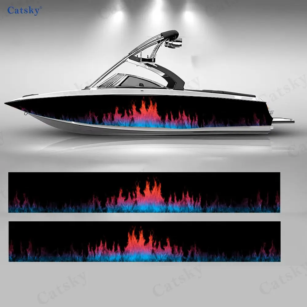 

Наклейка на лодку с градиентным эффектом «Ледяное пламя», водонепроницаемая виниловая пленка из ПВХ для рыболовных судов, прочная и стильная.