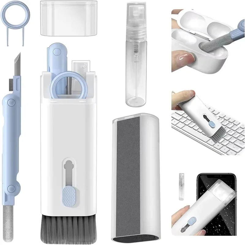 Kit de nettoyage multifonctionnel, brosse de nettoyage pour clavier d'ordinateur portable, nettoyage de l'écran du téléphone portable, stylo de nettoyage pour casque Bluetooth