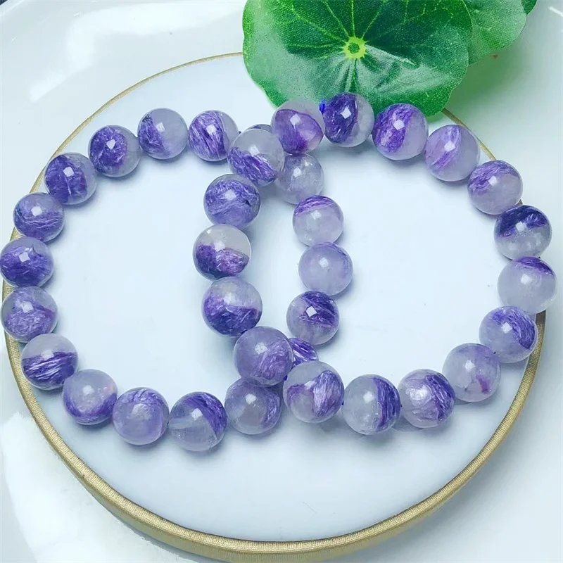 12MM Natural Charoite Bracelet Stone Crystal Women Fashion Jewelry Single Circle Elastic Rope Gifts 1PCS