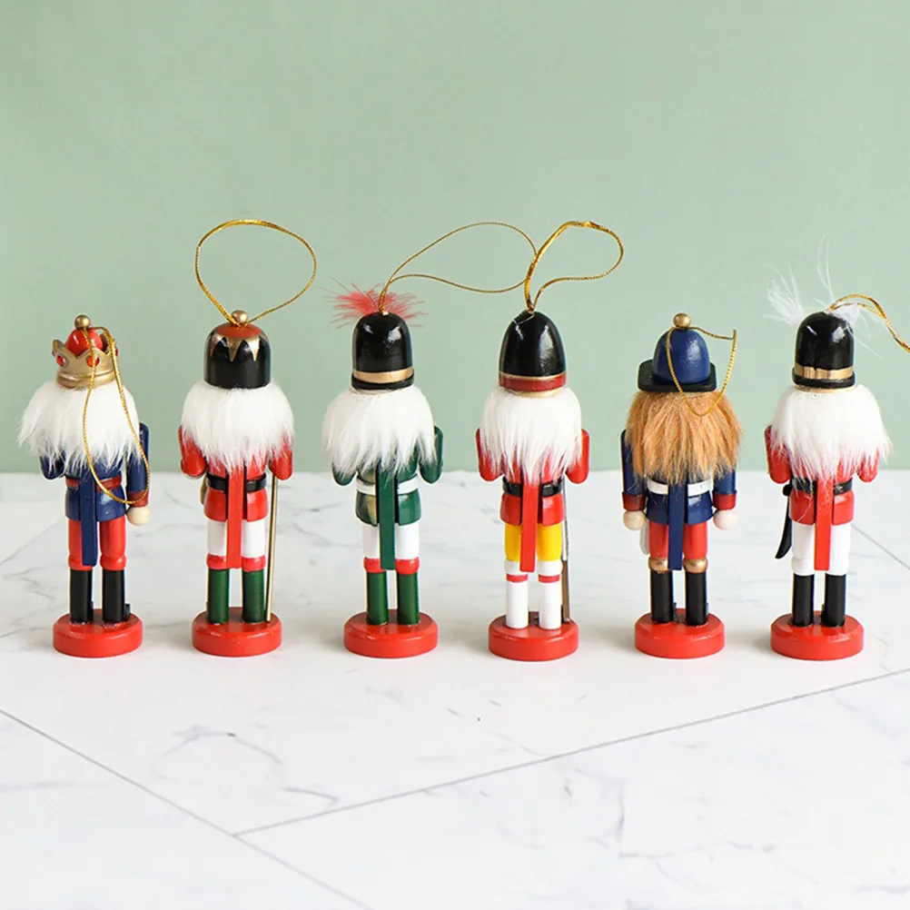 

6Pcs Xmas Nutcracker Pendants Wooden Hanging Decorations Christmas Tree Ornaments Party Supplies Xmas Nutcracker Pendants