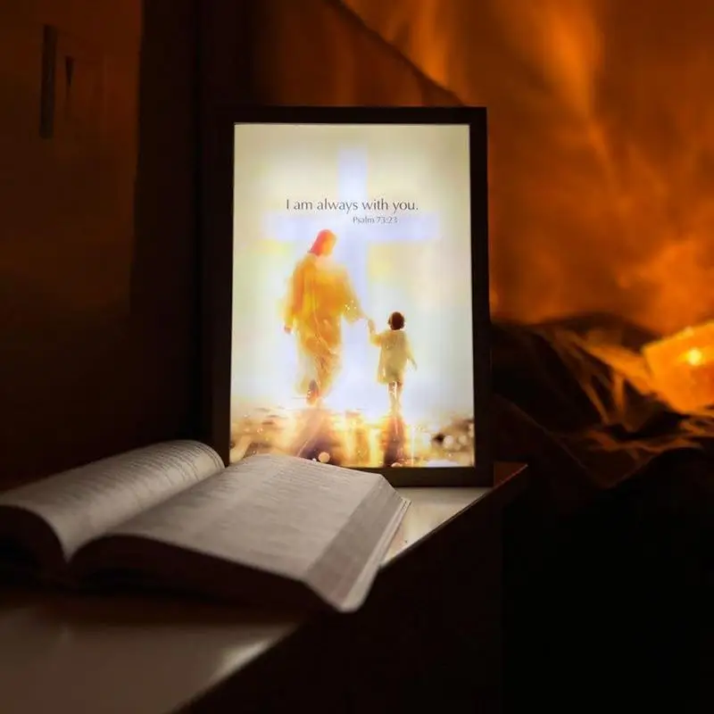 

LuminworksJesus Lamp 4d LED Christ Frame Light Miracles Lamp Paintinginspiring Jesus Painting Decorative Lights Birthday Gifts