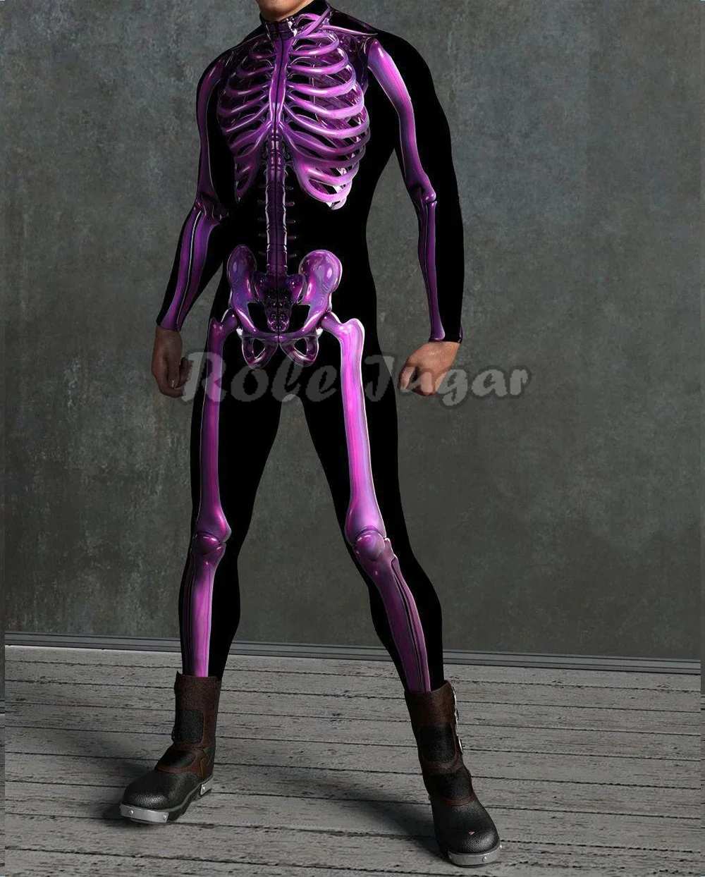 Mono con estampado Digital 3D para adultos y niños, disfraz de Cosplay, armadura mecánica de calavera aterradora, monos, disfraces de Halloween