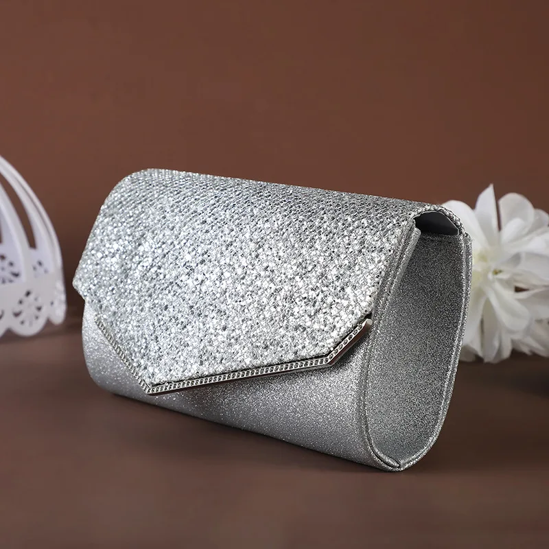 Immagine 3: Borsa a tracolla obliqua da donna, borsa da banchetto semplice e alla moda, borsa a tracolla con catena in metallo, borsa portaoggetti, nuova
