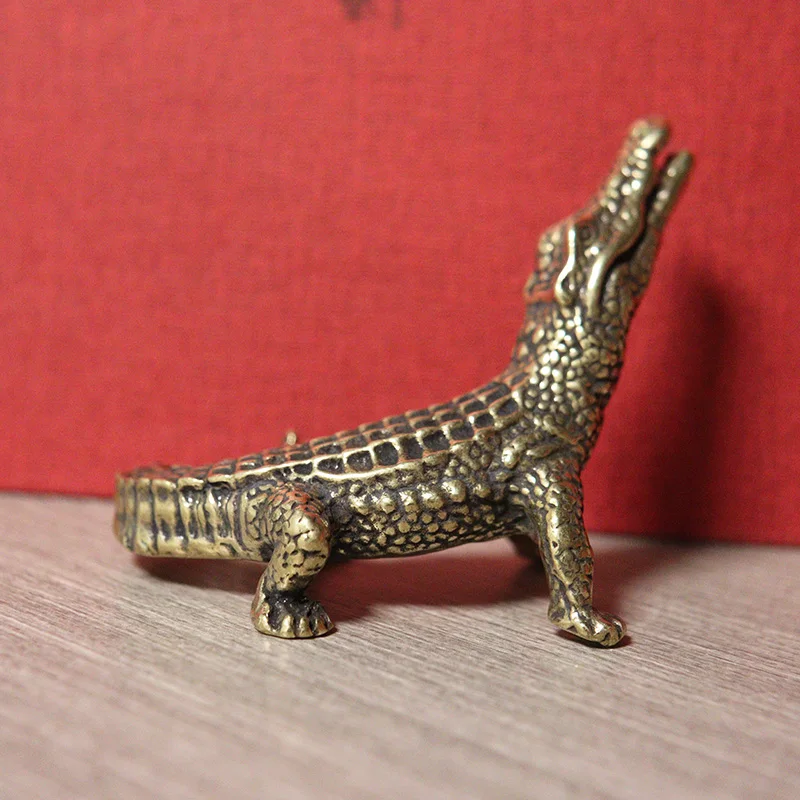 Pure Copper Bronze Crocodile Tea Pet Household Animal Crafts Lacoste Ornament Tea Ceremony Accessories Car Decoration