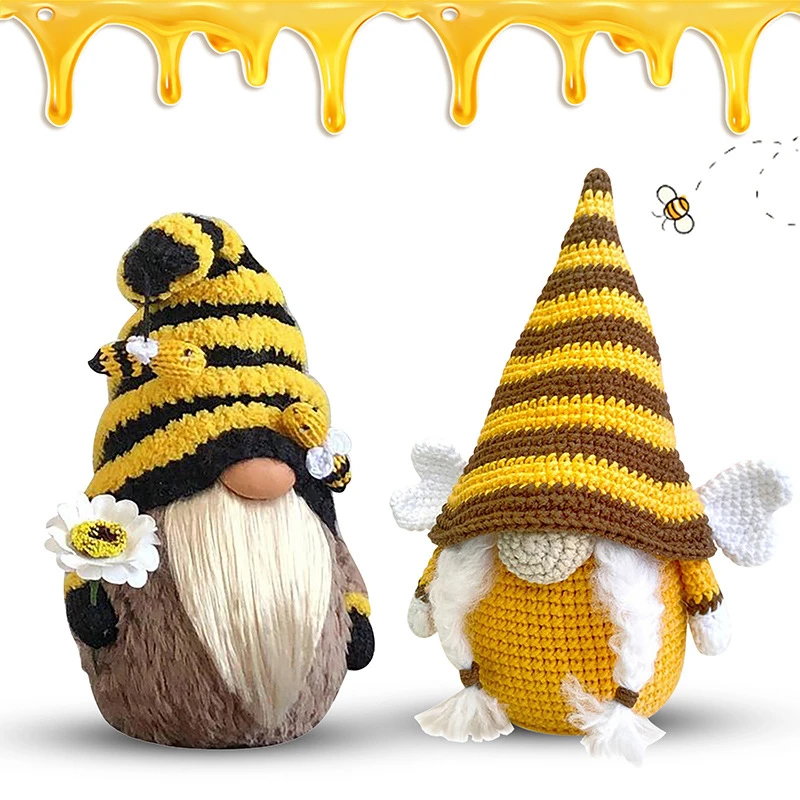 2022 Bumble Bee Striped Gnome Faceless Doll Swedish Honey Bee Elfs Home Decorations Tree Hanging Ornament Doll Plush Doll