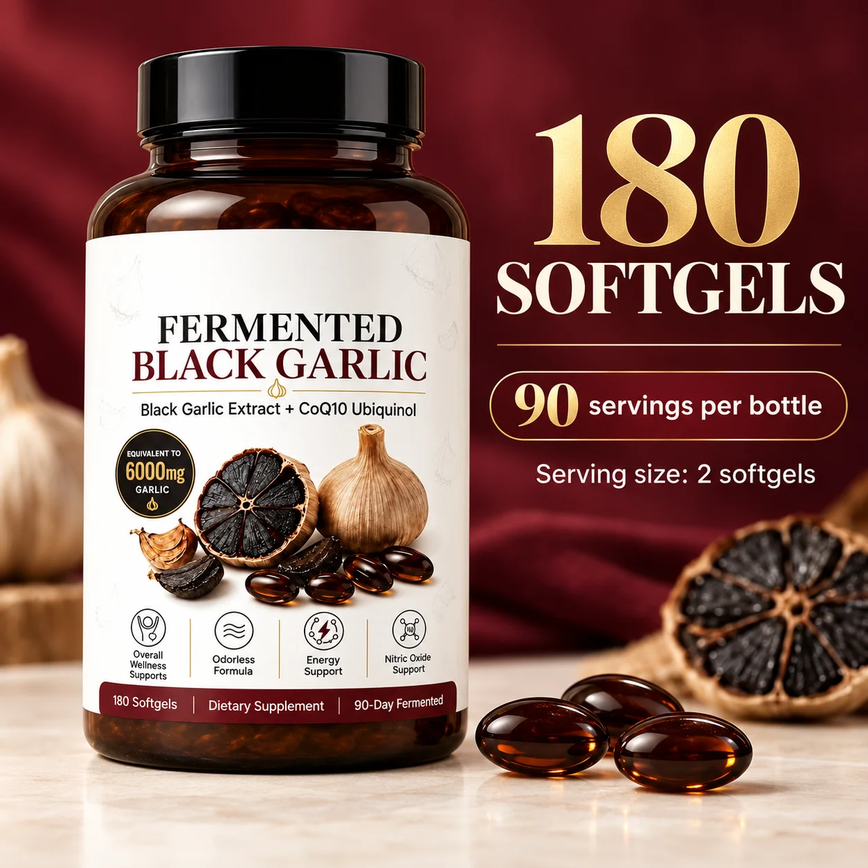 Black Garlic Extract with CoQ1 - Coq10 Ubiquinol Softgel 评论和价格