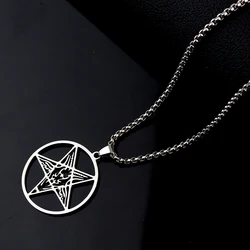 Talisman Baphomet Stainless Steel Necklace Goth Pagan Pentagram for Men Satan Gothic Goat Jewerly Satanic Amulet Lucifer