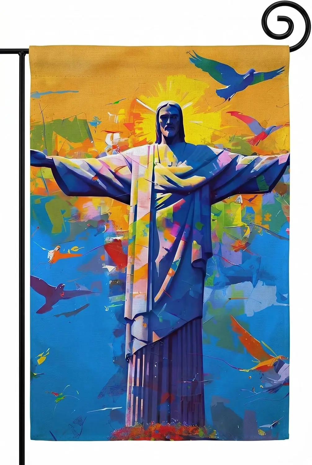 World Peace Garden Flag 12x18 Inch Double Sided Savior, Dove of Peace for Outside Yard Patio Lawn Porch kkz