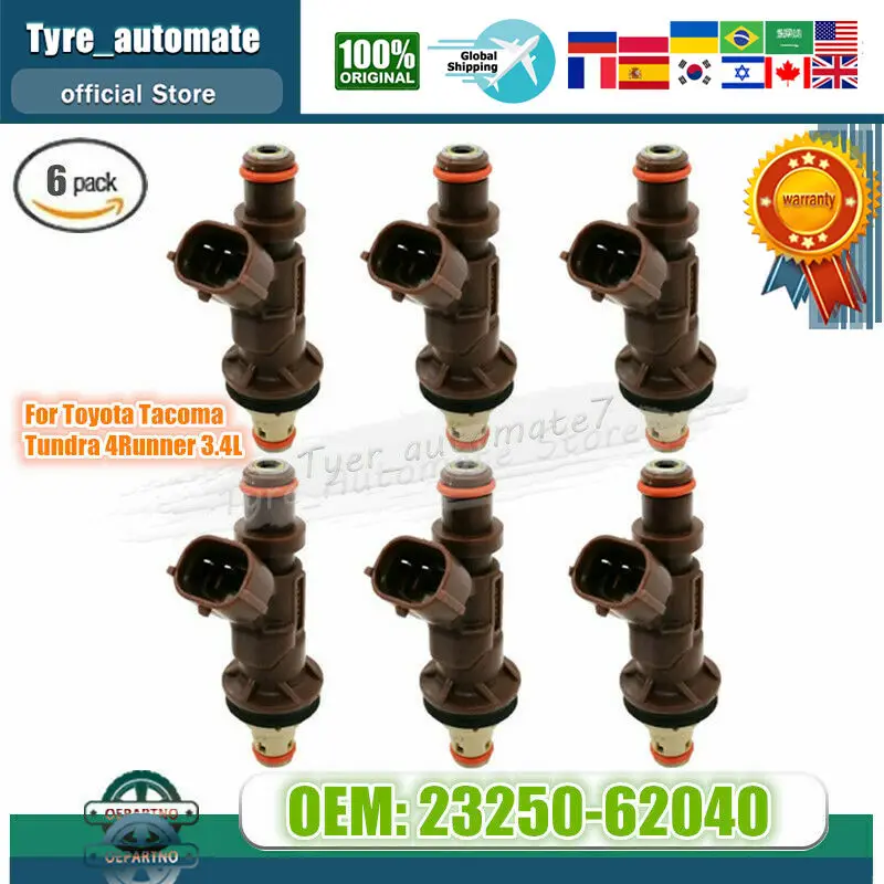 6x OE# FUEL INJECTORS For TOYOTA TACOMA TUNDRA 4RUNNER 3.4L V6 23250-62040