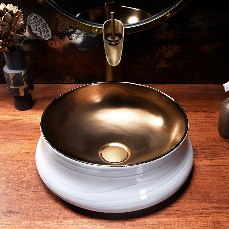 

Home Balcony Wash Basin Table Basin round Ceramic Washbasin Wash Bathroom Wash