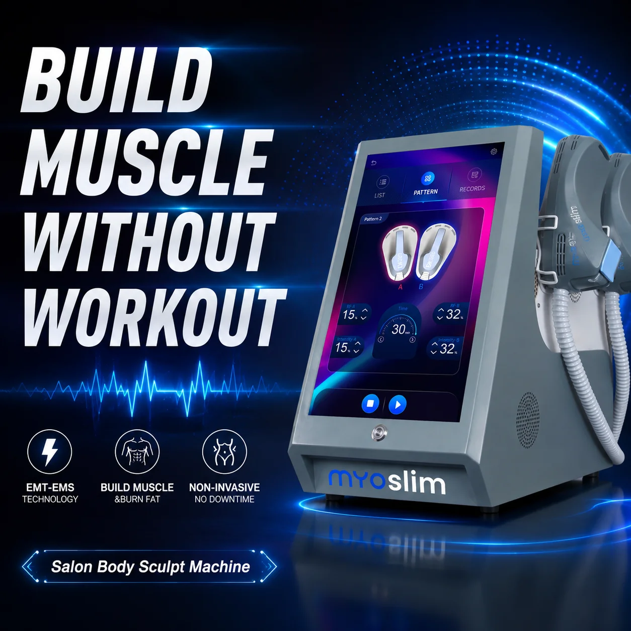 Professional EMS MYOSLIM RF Sculpt Machine 6500W 4&5 Handles Electromagnetic Muscle Builder Fat Slim Contour Salon Beauty
