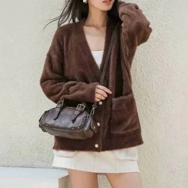 Bloom Retro Coffee Handle Y2k Hand Women High Street Hot Girls Leather Casual Crossbody Bags Ladies Vintage Messenger Bag