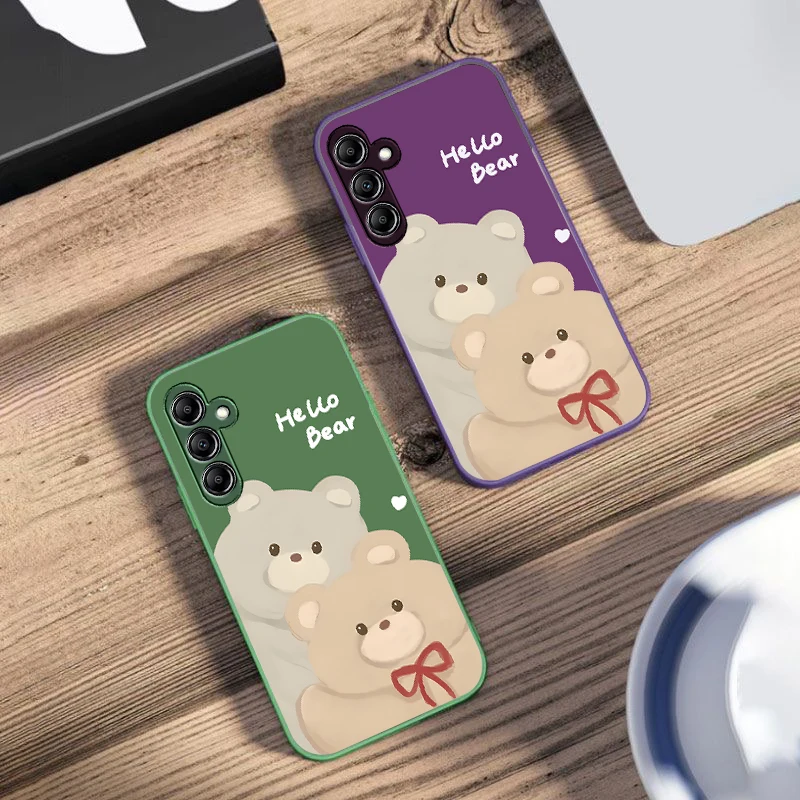 Graffiti Bear Pink For Samsung Galaxy A14 4G 20 30 52 20S 21S 22 A32 33 34 42 50 51 53 54 70 71 72 73 5G Glass Phone Case