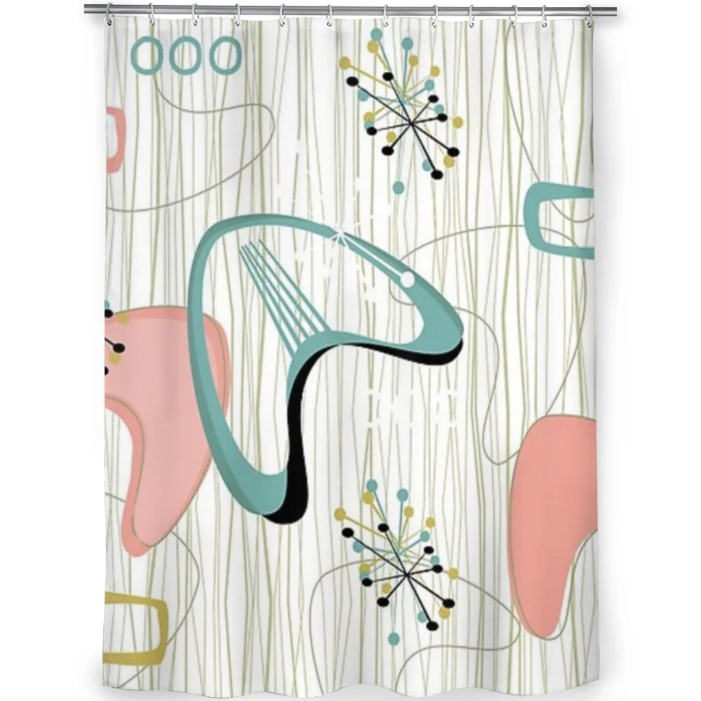 Retro Eames-Era Atomic Inspired 3 Shower Curtain  Bathroom Decoration Shower Curtain Birthday Gift