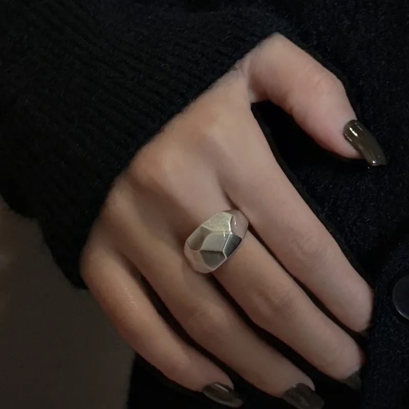 

925 Anillos De Plata Al Por Mayor Sterling Silver Polygonal Ring for Women