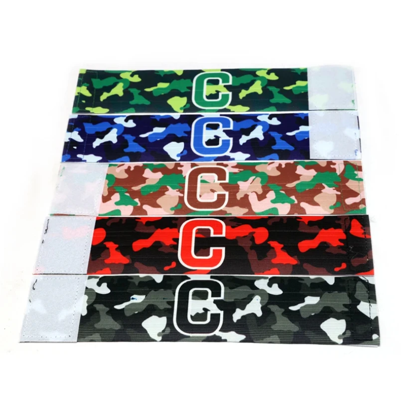 1PC 위장 캡틴 완장 축구 경기 C라인 완장 위장 완장 도매 착용 가능 랩 스타일 탄성 벨크로