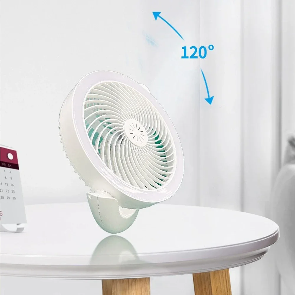 Lámpara de ventilador LED para acampar, ventilador de escritorio recargable, portátil, inalámbrico, luz de techo, uso multiescenario con ganchos