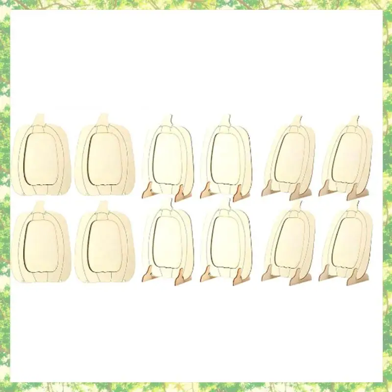 

T84C-Bulk 12 Pcs Wooden Pumpkin Picture Frames For DIY Crafts For Halloween/Fall Decorations- Thanksgiving Photo Frame Set Autum