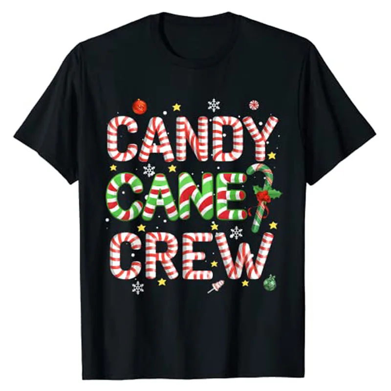 

Candy Cane Crew Funny Christmas Candy Lover X-mas Family Pajamas T-Shirt Gifts Sayings Quote Graphic Tee Tops Basics Outfits