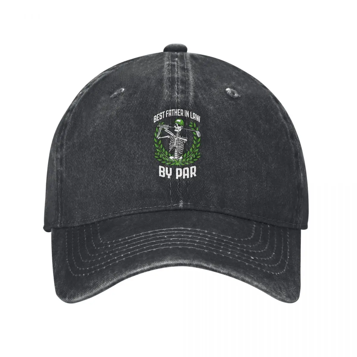 Best Father In Law By Par Golf Funny Golfing Skeleton Golfer Baseball Cap Fishing cap Custom Cap Rave Women's 2024 Men's