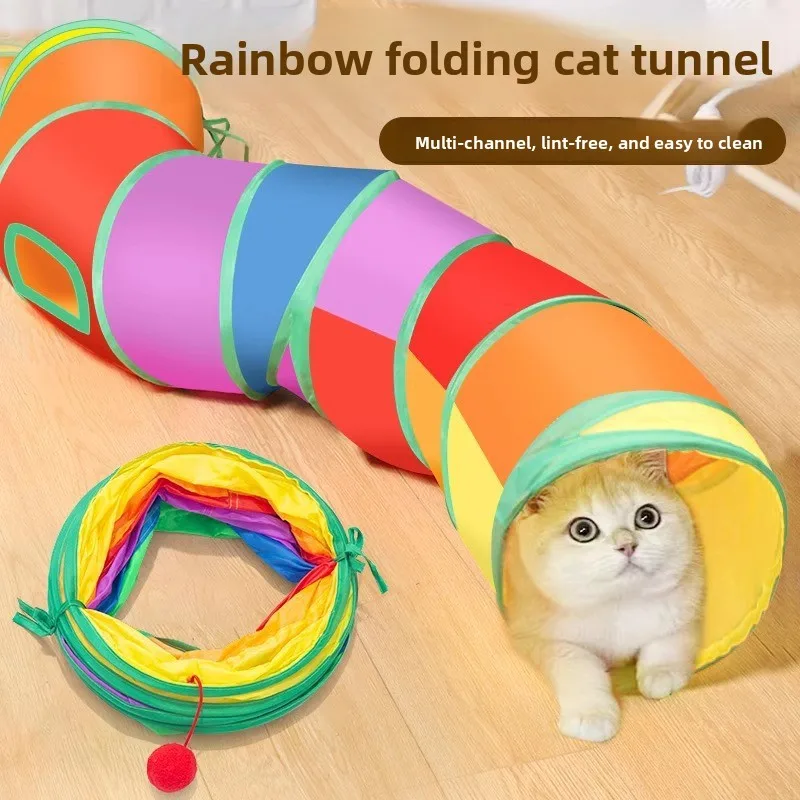 

Rainbow Tunnel Tube for Cats, Foldable Toy, Cat Training Tool, Interactive Fun Toy, Black Tunnel for Puppies, Pet Supplies