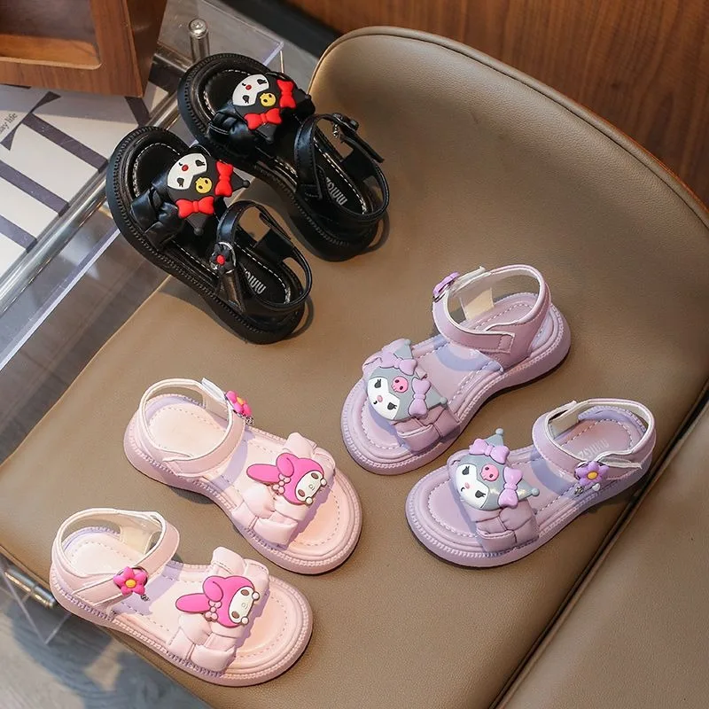 

Girly Heart Kuromi Anime Kawaii Sanrio Ins Fashion Sandals 2025 Summer My Melody Cute Princess Shoes Slipper Gifts for Kids