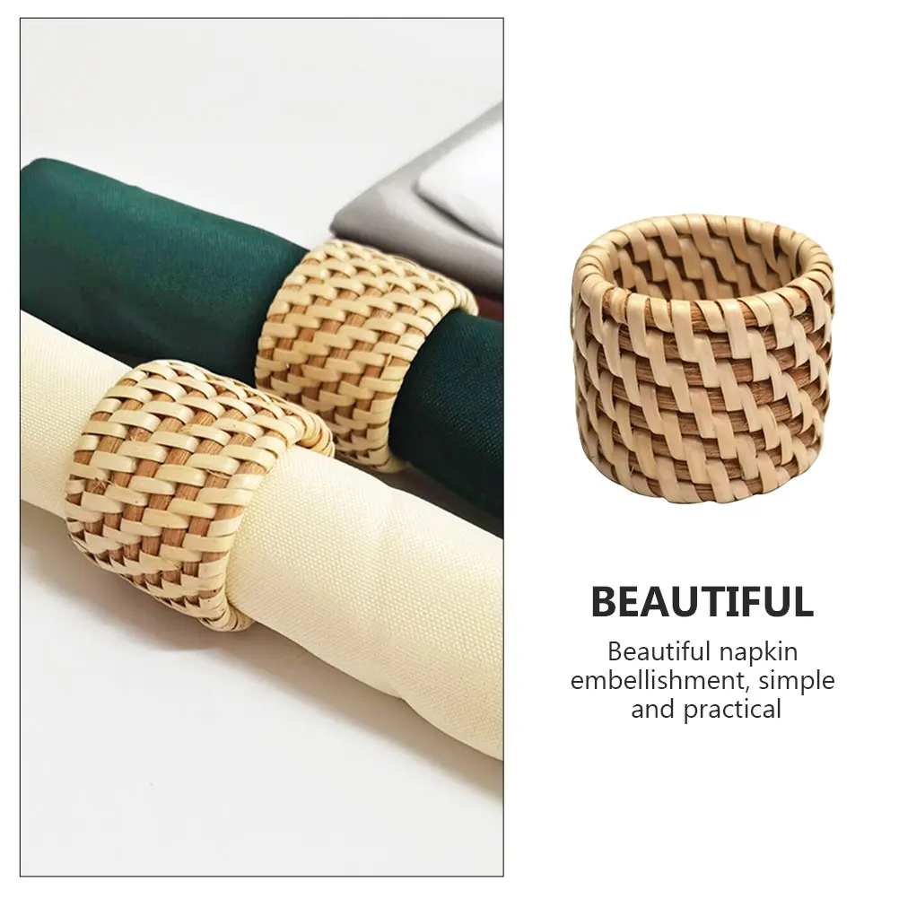 

Rattan Woven Napkin Ring Napkin Buckle Suitable for Wedding Bridal Shower Engagement Party Hotel Dining Table Supplies