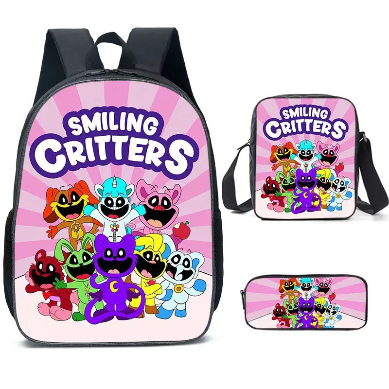 Smiling critters Backpacks 3pcs Backpack Students rimary School Shoulder Bag Kids Cute Travel Backpack Children Mochilas