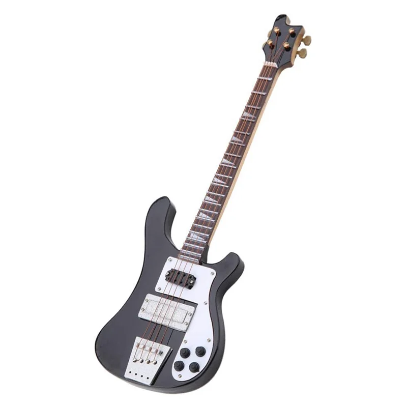 

A04F-Miniature Bass, Miniature Bass Miniature Guitar With Stand And Case Instrument Model Ornaments For Bookcase, Desk