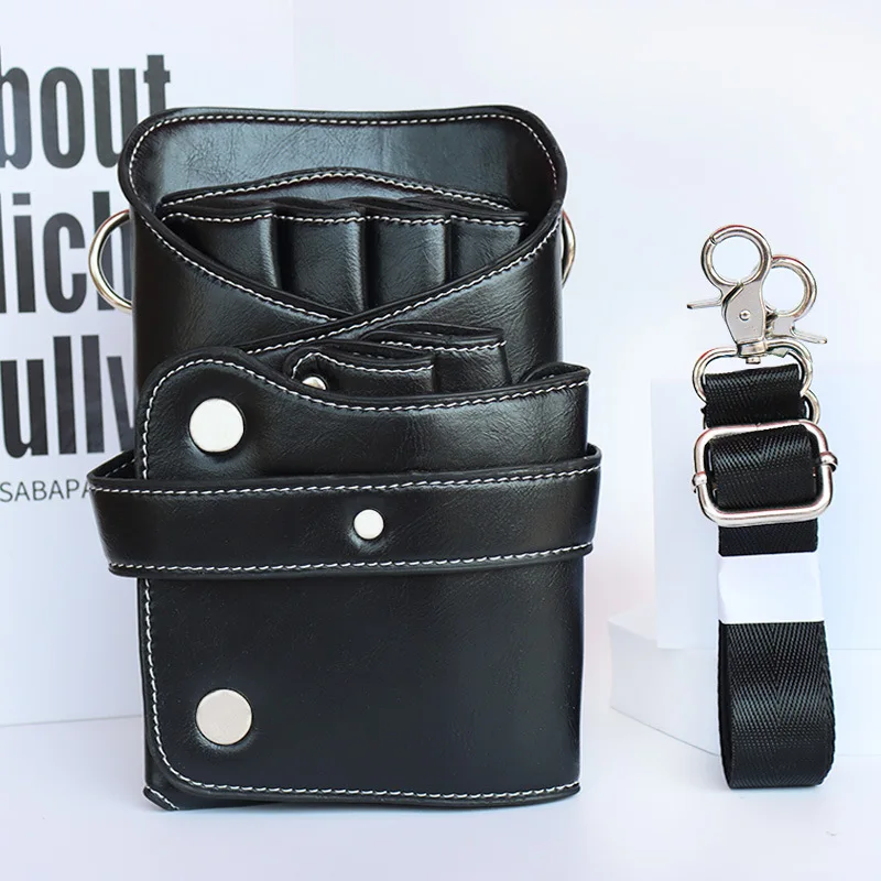 PU Leather Fashion Hair Stylist Hair Kit Cross Body Belt Fanny Pack Scissors Bag Clipping Bag