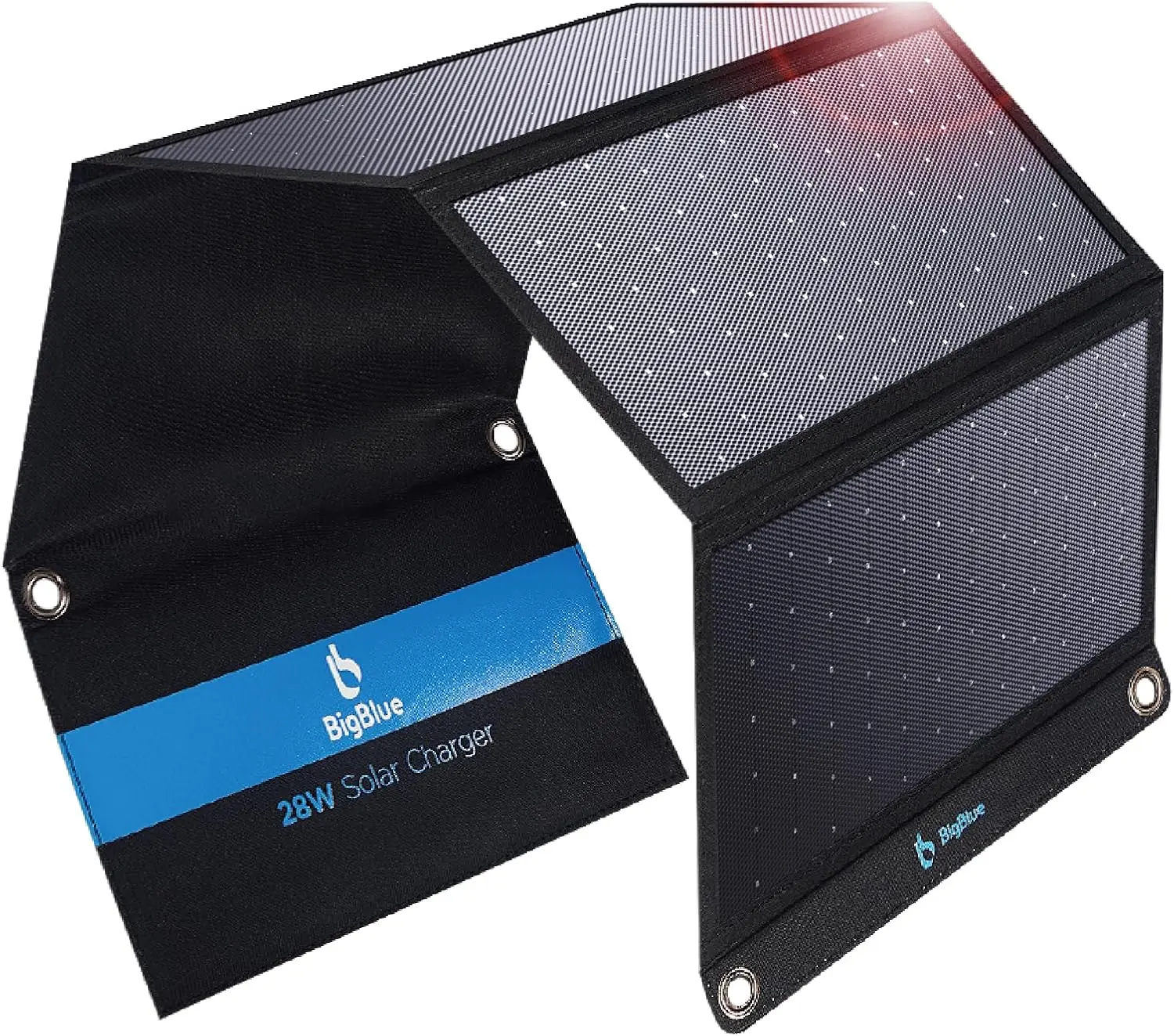 

28W Portable Solar Charger with Dual USB-C & USB-A for Camping, Hiking, Emergency Phone Charging