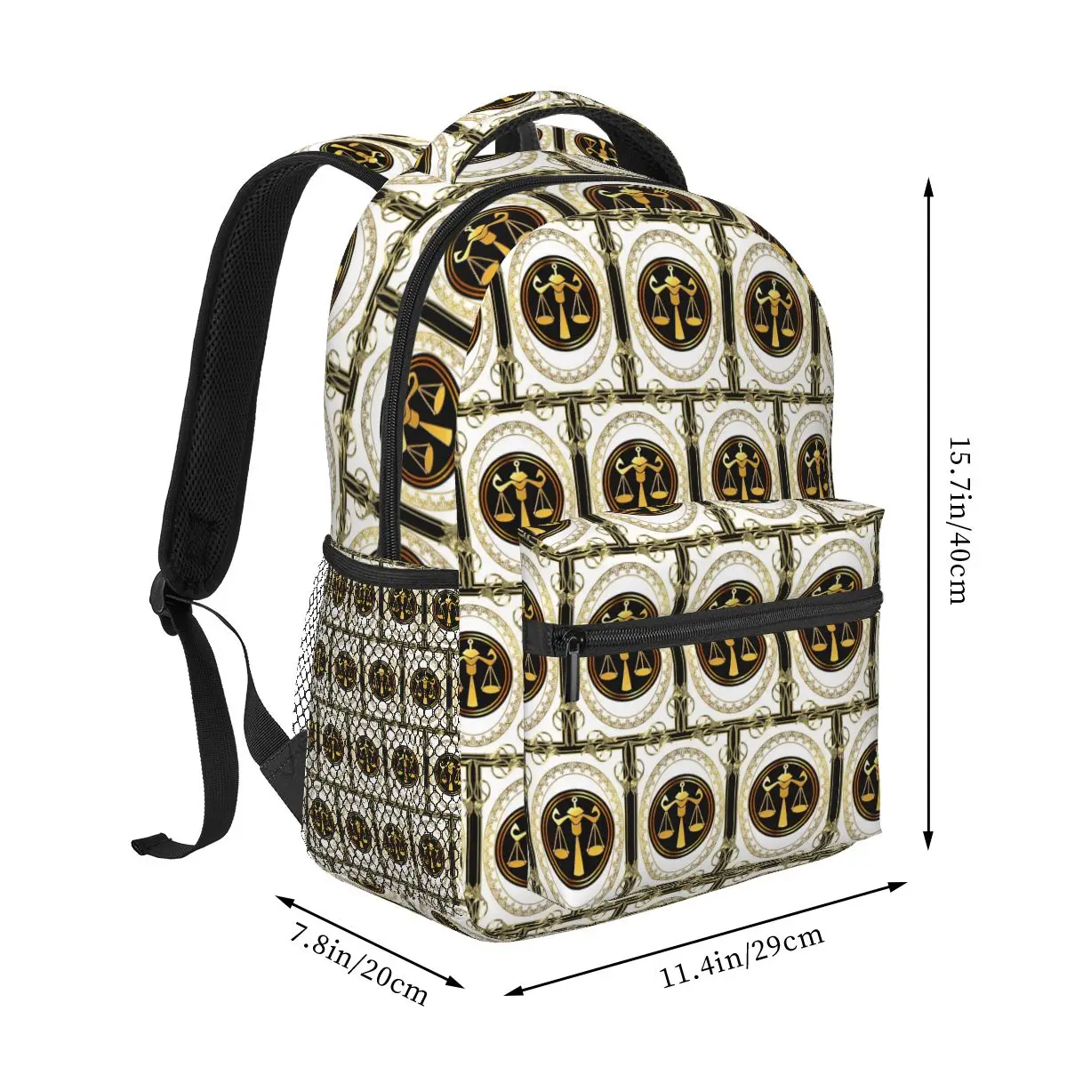 Gold Scales Of Justice Law Lawyer Legal Party Backpacks Boys Girls Bookbag Students School Bags Travel Rucksack Shoulder Bag