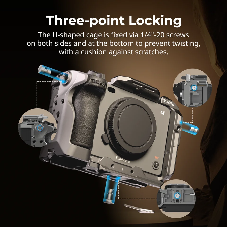 4770 FX3/FX30 Cage HawkLock Quick Release System Cable Clamp Multiple Mounting Points Camera Accessories for Sony