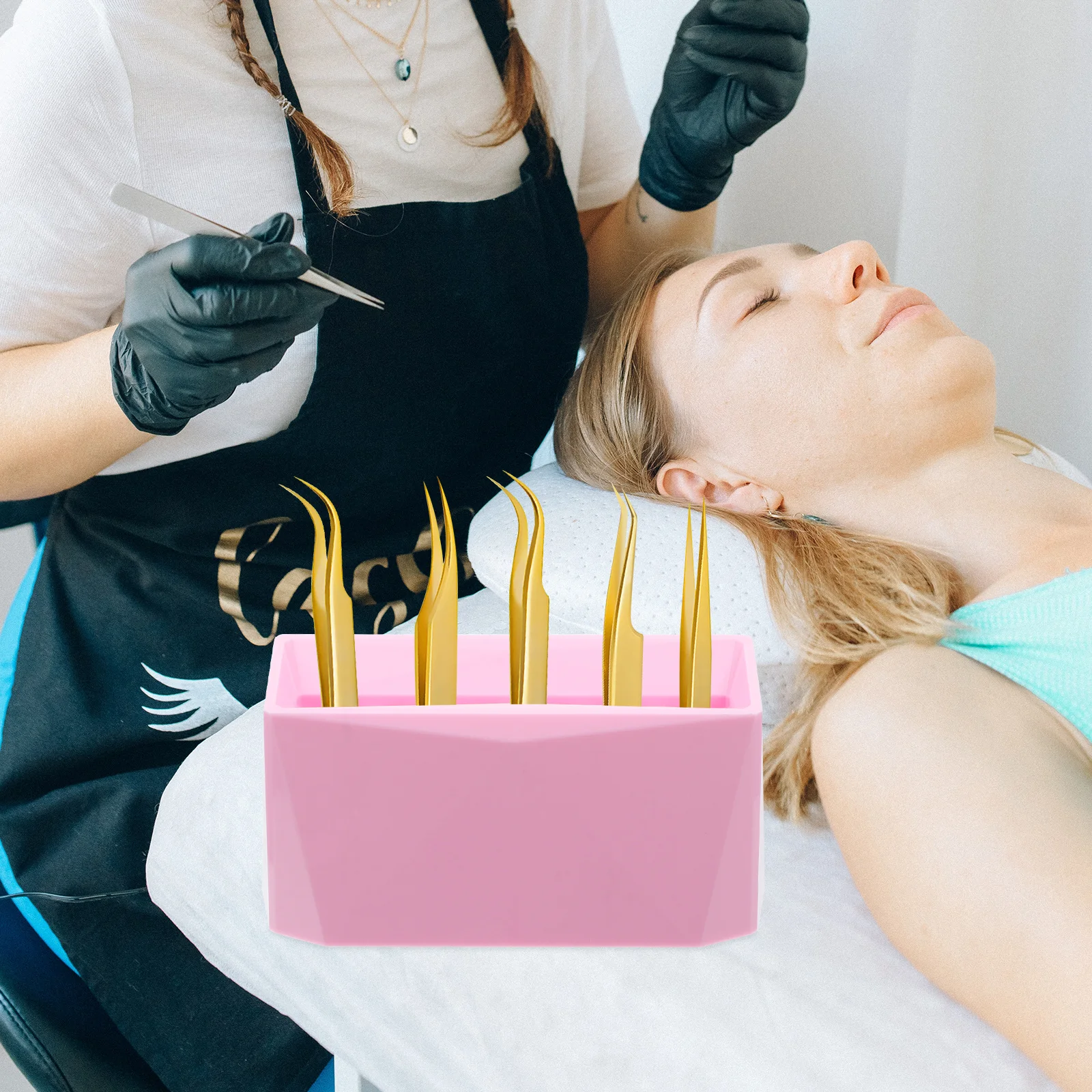 1 個まつげピンセット収納ラック耐久性のあるアクリルポータブル収納ホルダー保護オーガナイザー化粧ツールコンテナ