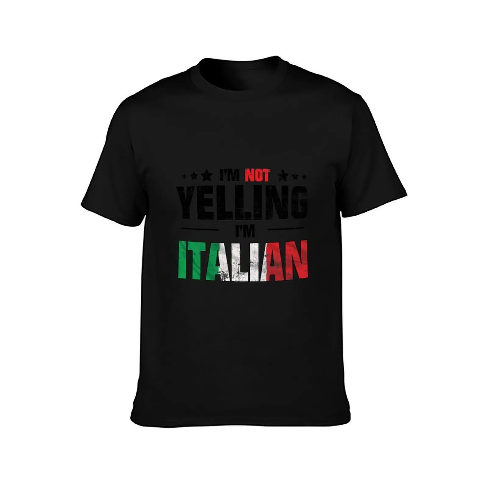 I'm Not Yelling I'm Italian Flags Gift T-Shirt, Summer Casual Cotton Tee, Oversized Streetwear Tops, Vintage Graphic Print