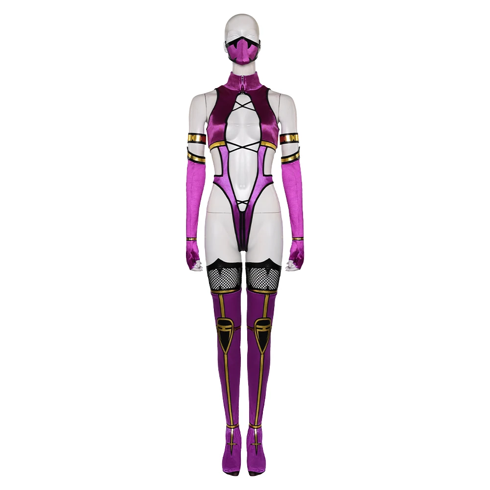 Mileena Cosplay Costume para meninas adultas, Game Kombat 9 Cosplay Outfits, Macacão Fantasia, Halloween Carnival Suit, Acessórios