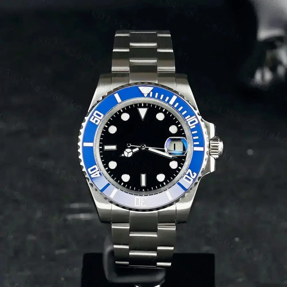 40mm Trendy Men Automatic Mechanical Watches Solid Stainless Steel Bracelet Silver Gold Black Blue Elegant Daily Luxury Style