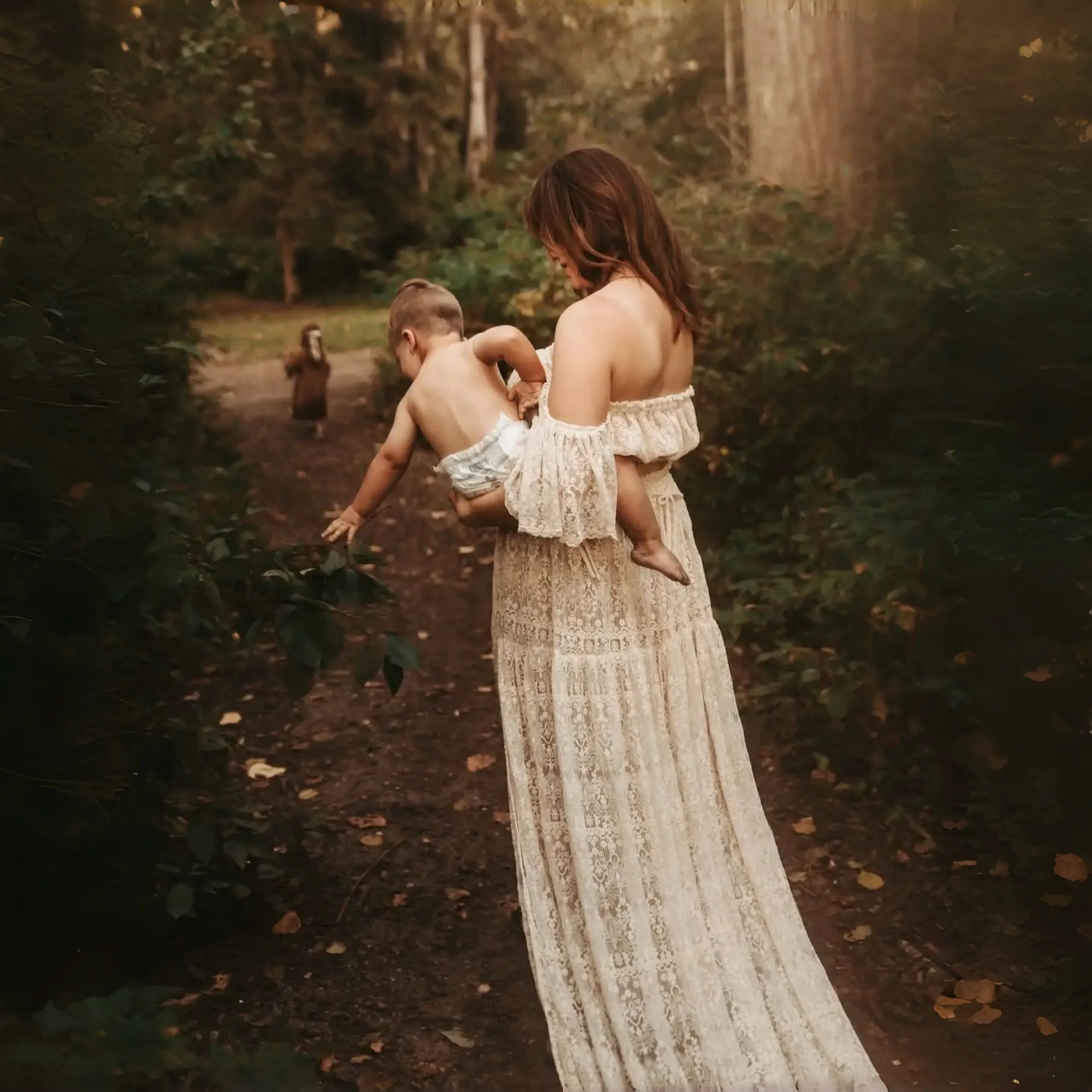 Embroidered Lace Maternity Photography Props Dresses Boho Style Pregnant Women Long Lace Dress