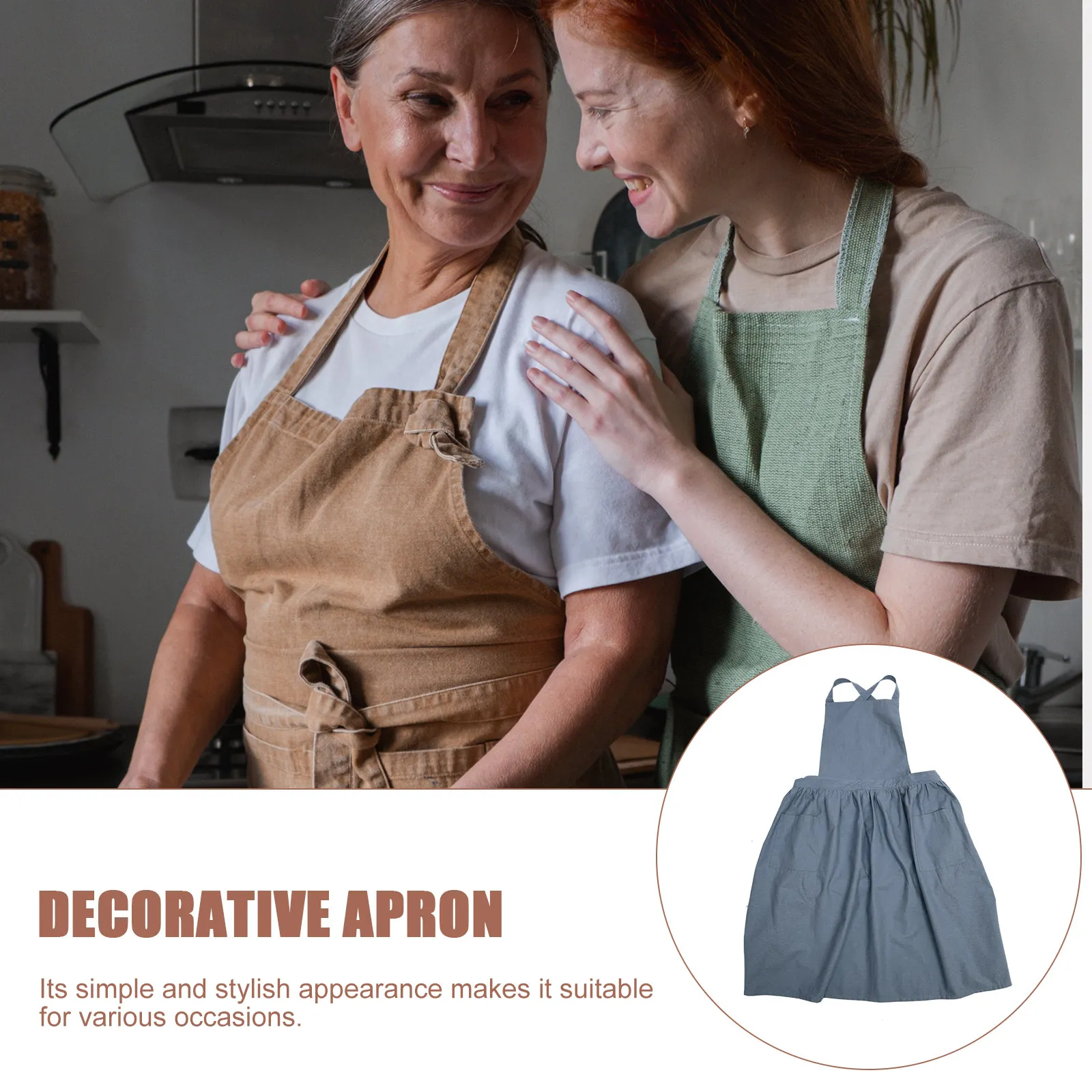 Women Cross Back Apron with Pocket Multipurpose Cotton Linen Cooking Apron for Grilling Bbq Painting Art DIY Chef Kitchen