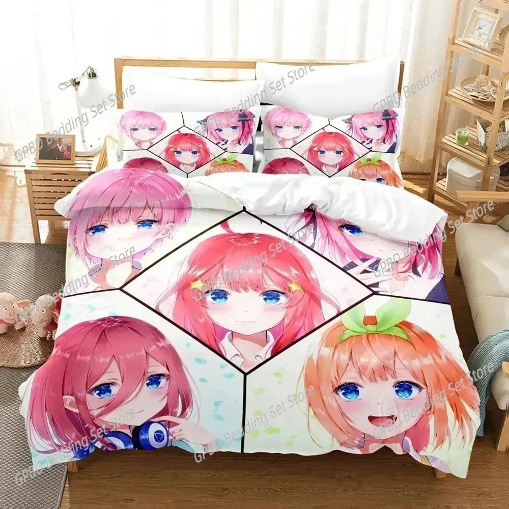 Anime Quintessential Quintuplets Comfortable Duvet Quilt Cover Pillowcase Bedding Set Children Bedroom Decoration Home Textile