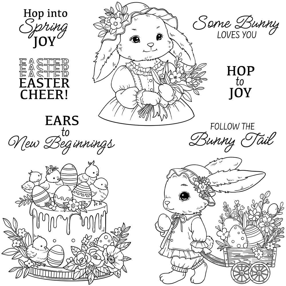 Mangocraft Eater Colorful Eggs Rabbit Bunny Girls Clear Stamp DIY Scrapbooking Supplies Silicone Stamp For Cards Albums Decor