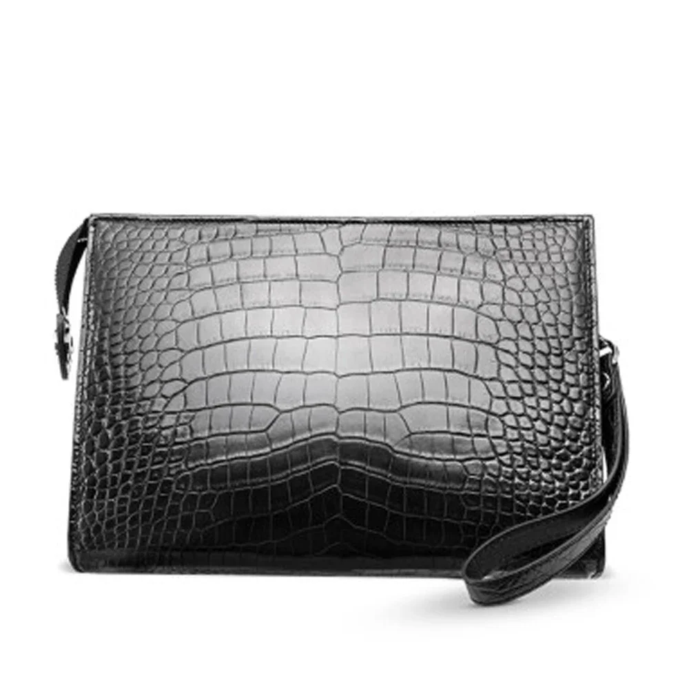 

menggeka new male Handbag crocodile leather men clutch bag male high-capacity wallet Men clutch bag coffee